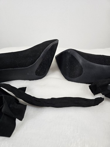 Shoedazzle Faux Suede Tie Up Pointy Toe Pumps Black-SZ 8 1/2 - Picture 5 of 9