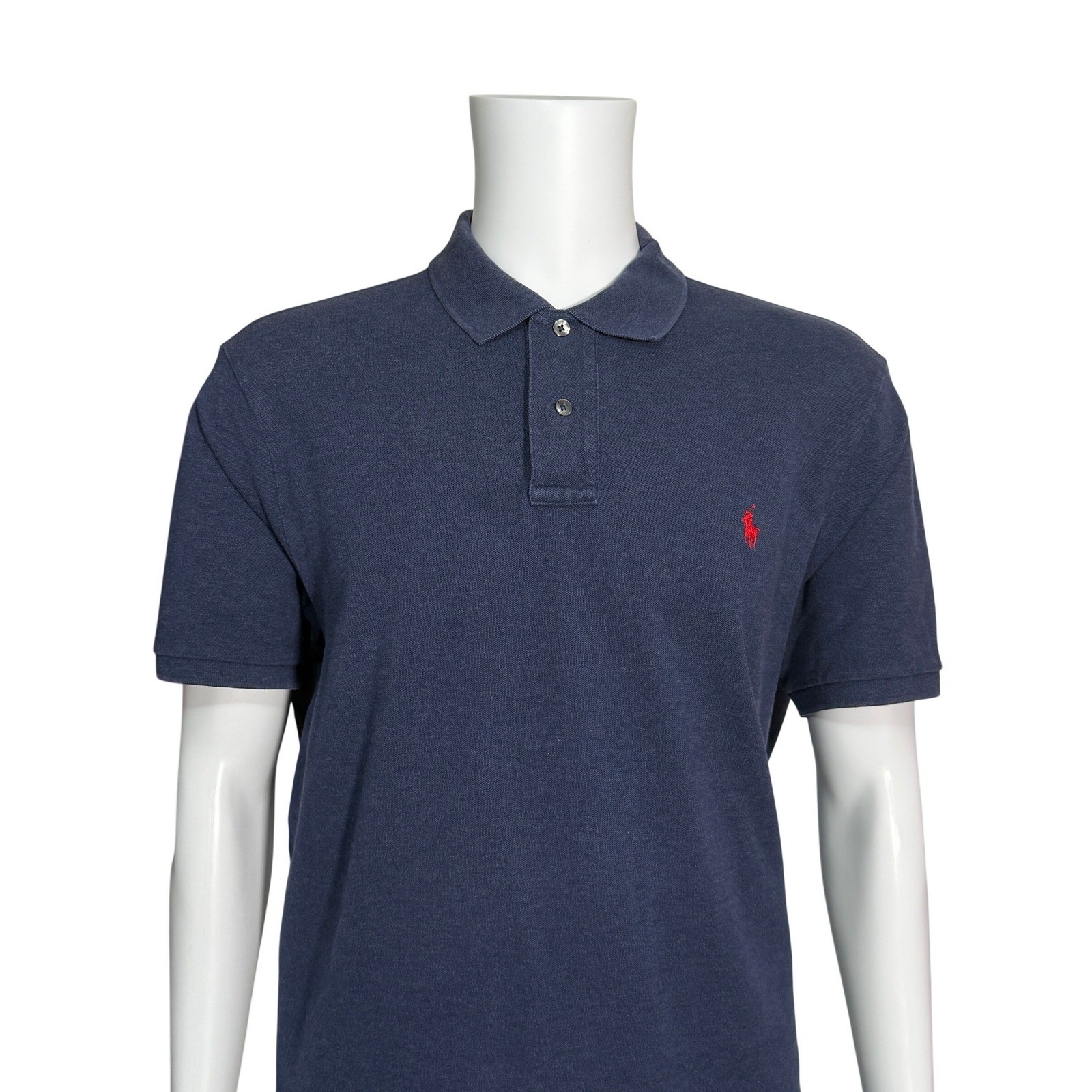 Polo Ralph Lauren Men's Navy Blue Stretch Mesh Polo Shirt Red Pony Logo Size XL thumbnail 2