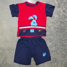 Vintage 90s Blue's Clues Kids 5T 2 Piece Outfit Shorts Sleeve Pawprint