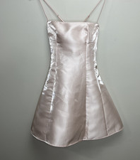 Lucy in the Sky Fit and Flare Mini Dress M Light Pink Satin Sleeveless Strappy