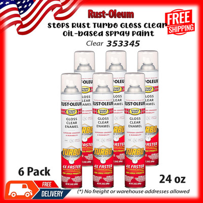 6 Pack Rust Oleum Stops Rust Turbo Spray Paint Gloss Clear 24 oz Automotive