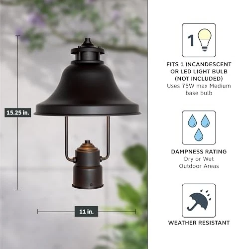  31336-BZ Bayport-DS Post Lanterns, Bronze  15.25in H Brown - Picture 5 of 7