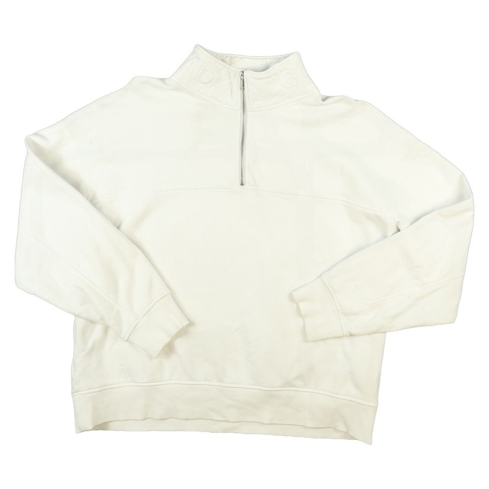 Country Road Jumper Women XLARGE White 1/4 Zip Sweatshirt Mock Neck Fleece XL