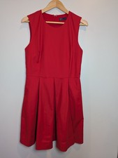 Gap Dress Womens Size 10 Garnet Red Sleeveless Invert Pleated Fit Flare Thick