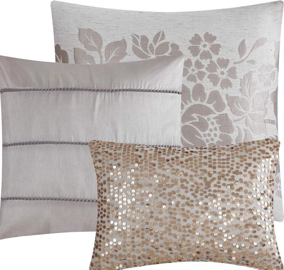 Juego de edredón Stratford Park Graceful 7 piezas, tamaño king, gris, king, gris Foto 2 de 3