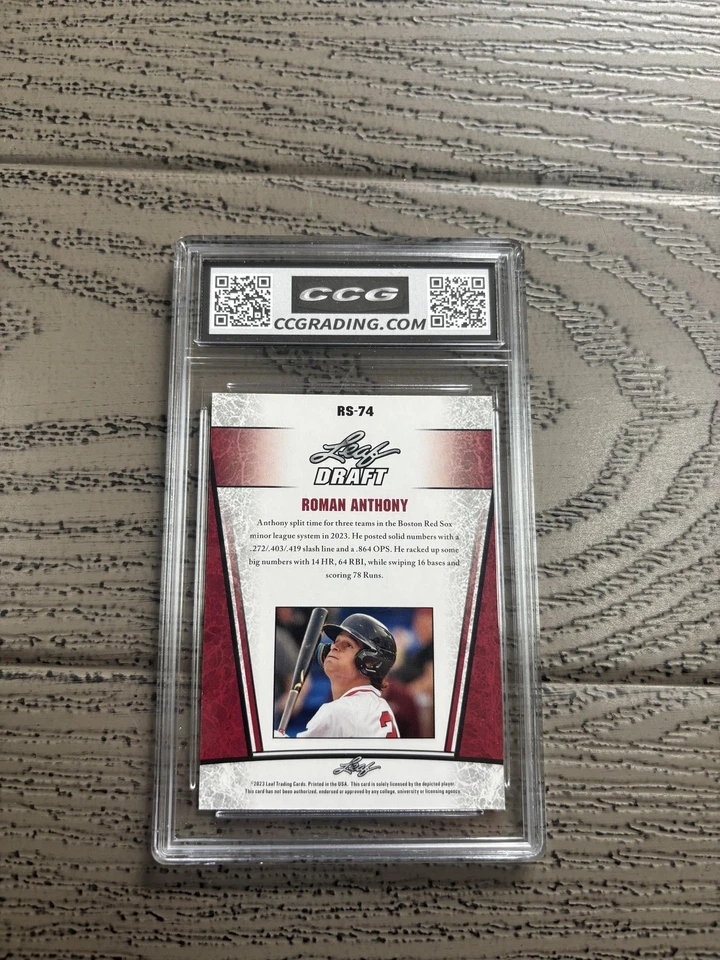 Roman Anthony 2023 Leaf Draft Silver CCG 9.5 Boston Red Sox Rookie - Image 2 of 2