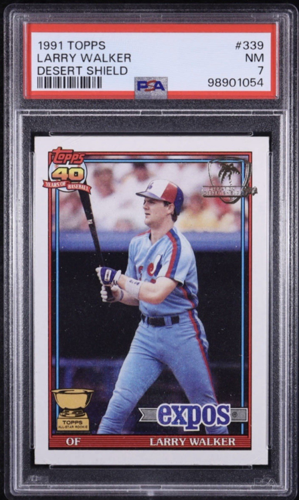 1991 Topps Desert Shield #339 Larry Walker Desert Shield PSA 7