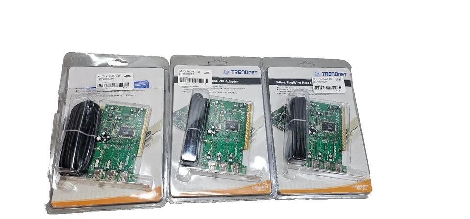 Lot 3 Pcs Brand New TrendNET TFW-H3PI 3-Port FireWire Host PCI Adapter - Image 2 of 3