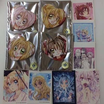 Yuna Tsumura Heart Tin Badge Lot x4 + Tabemashita Stickers (7)  Animate Lottery