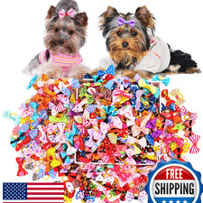 Senniea 100PCS Cute Puppy Dog Small Bowknot Hair Bows for Yorkie Doggie