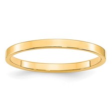 10k Yellow Gold 2mm Lightweight Flat Wedding Band Ring Size 7