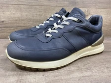 Ecco Street Sneakers Shoes Blue Leather Walking Mens Size EU 45 US 11, 11.5