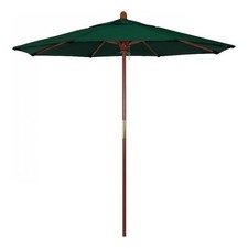 Pemberly Row 7.5' Push Lift Wood Pole Patio Umbrella - Performance Fabric Green
