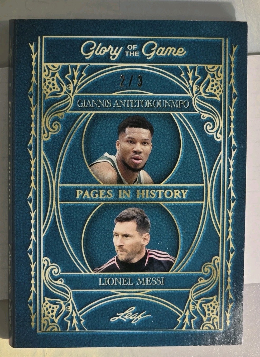 2025 Leaf GOTG Giannis Antetokounmpo Lionel Messi 2/3 Patch AUTO Booklet #PH-3