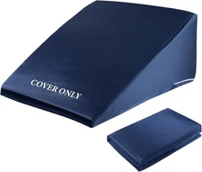 HOMBYS Satin Bed Wedge Pillow Cover 25"x25"x8", Navy Blue 