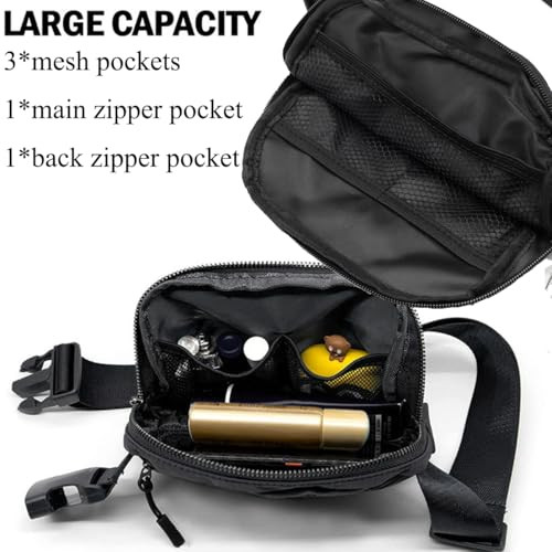 Mini Belt Bag Black Fanny Pack for Women and Men, Stylish Small Black Waist Bag