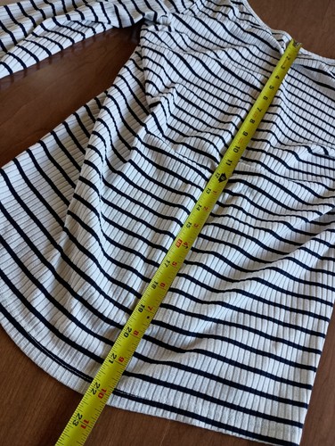 Camisa top para mujer H&M blanca con rayas negras manga 3/4 talla grande - Imagen 16 de 18