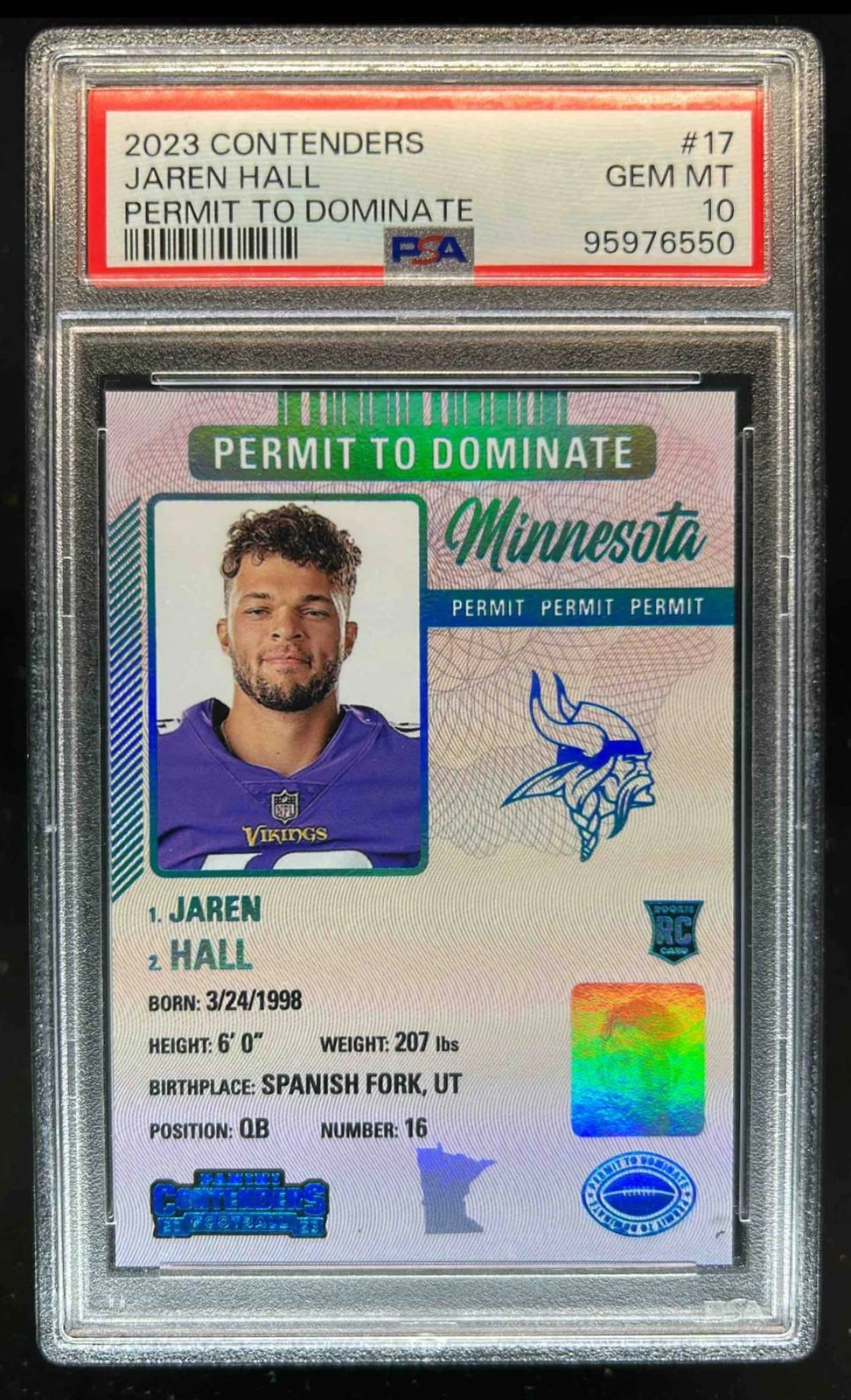Jaren Hall Panini Contenders Permit to Dominate #17 Base