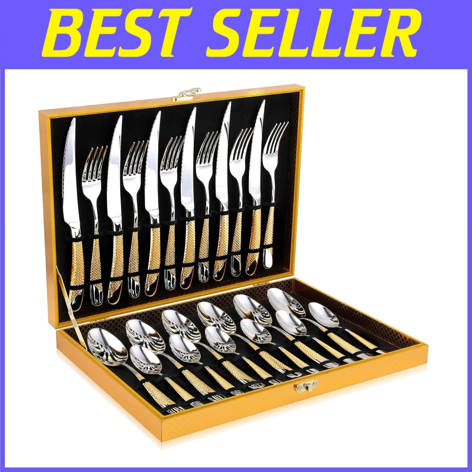 Contemporary 18/10 Stainless Steel Flatware Set, 24pcs for 6 Free USA Shipping