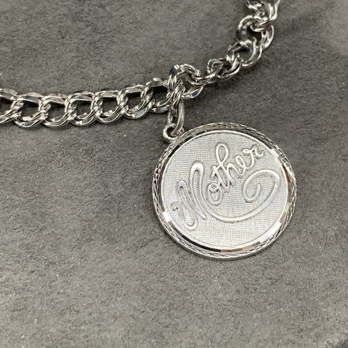 Vintage 925 Silver Parallel Chain Mothers Charm Bracelet Locking Clasp - Picture 2 of 9