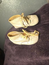 1 Pair of Antique, Vintage Leather Baby Doll Boots, Baby Shoes With Laces