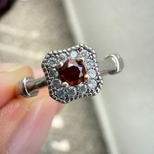 925 Sterling Silver Ring 3mm Natural Rhodolite Garnet Gemstone Zircon Red Gift