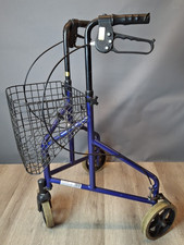 Drive 3 Wheel Rollator Folding Tri-Walker + Basket Blue Outdoor Mobility AJ805