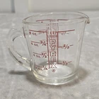 Vintage Pyrex Measuring Cup 508 -  1 Cup 8oz Red Lettering Closed D Handle