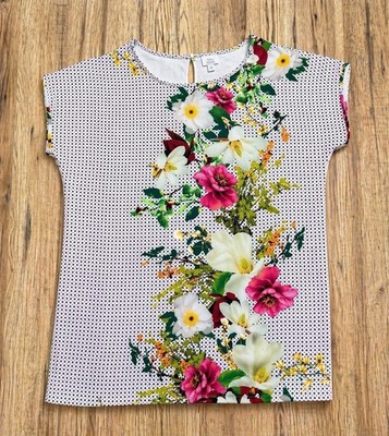 Alba Moda T-Shirt Blumenmuster Gr. 34 Baumwolle Viskose  