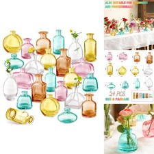 DOLEEYAE Color Bud Vases Set of 24 Mini Glass Colored