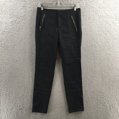 Zara Basic Ankle Pants Womens M (actual 31x27.5) Black Mid Rise Flat Front Zip