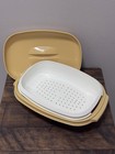 VNTG Tupperware Harvest Gold Microwave 3 Piece Steamer Harvest Gold — photo 7