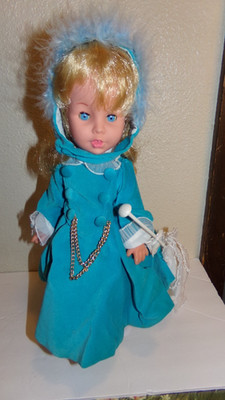 Vintage Furga Princess Elisabetta 15'' Doll with Stand in Blue Dress