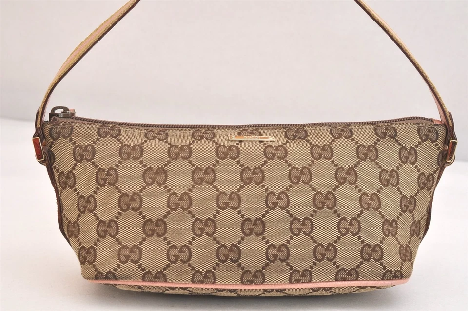 Auténtico Bolso de Mano GUCCI Línea Jerez Bolsa GG Lona Cuero 141809 Marrón 4791N Foto 2 de 4