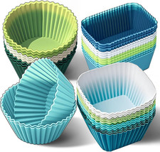 Silicone Cupcake Liners, Upgrades 36 Pack Reusable Baking Muffin Cups Nonstick 3