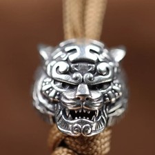 Tiger King Head Brass Paracord Bead Knife Lanyard EDC Pendant Outdoor DIY