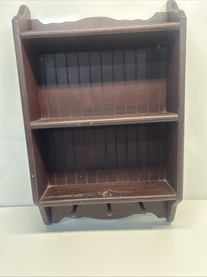 VTG Primitive Wooden Shelf w/ Pegs Grannycore 29 x18 x5 