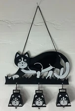 Metal Black & White Cat Wind Chime