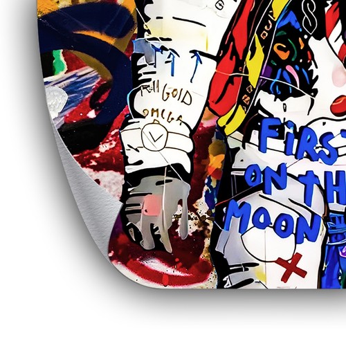 Leinwandbild Acryl Poster Pop Art Astronaut Graffiti Mond Bunt Banksy - Bild 10 von 14