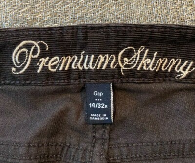 Pantalon Skinny Femme GAP - Velours Côtelé Marron - Taille 14 / 32 - Occasion Très Bon état