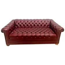 Vintage Chesterfield  Leather Sofa Sleeper Rolled arms and back tufted seat