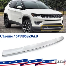 Chrome Front Bumper Face Bar Trim Molding For 2017-2021 Jeep Compass Replacement