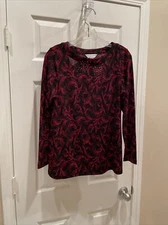 Christopher & Banks Womens Top Sz PS Pretty shade Black Red Cute Pullover