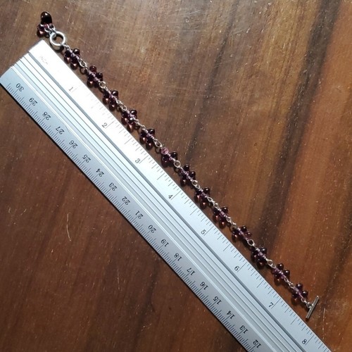 Armband & Ohrringe NEU Rhodiniert Lila Glas Träne Perlen Hebel Vintage - Bild 4 von 7