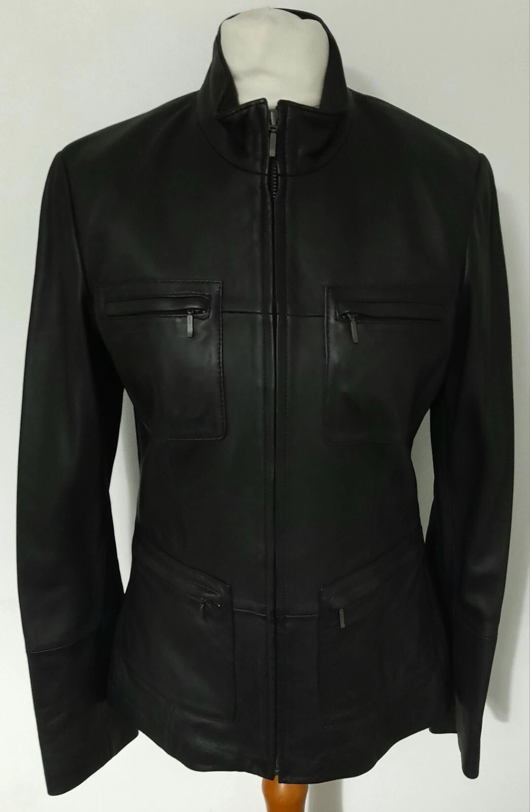 MARKS & SPENCER - Black REAL LEATHER Jacket Soft Size 8
