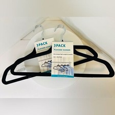 Two Sets of 3 Flocked Black Hangers New NWT