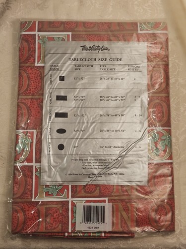 Mantel trasero de vinilo y franela Town & Country de colección 52"x 70" rojo oblongo NOEL nuevo - Imagen 4 de 4