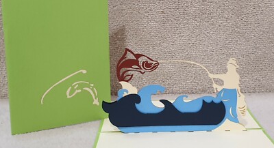 3D Pop Up Angelkarte (Geburtstag, Vatertag, gesund werden oder Angelhobbys...)