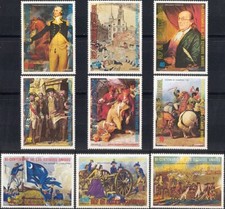 Guinea Equatoriale 1975 Rivoluzione Americana 200°/Militare/Arte 9v set (n38016b)