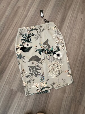 Bnwt River Island Tropical Print Pencil Skirt Size 14 Rtp £30 UK